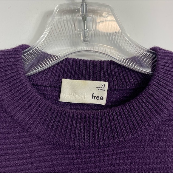 ARITZIA Wilfred Free Lolan Wool Sweater Cropped Oversized Purple XS Slouchy - Picture 5 of 10